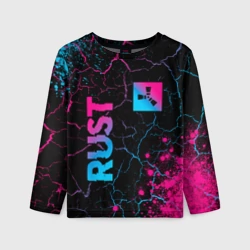 Детский лонгслив 3D Rust - neon gradient: надпись, символ