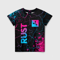 Детская футболка 3D Rust - neon gradient: надпись, символ