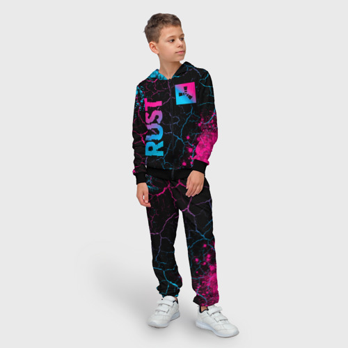 Детский костюм 3D Rust - neon gradient: надпись, символ, цвет черный - фото 3