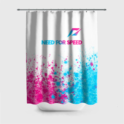 Штора 3D для ванной Need for Speed neon gradient style: символ сверху