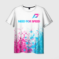 Мужская футболка 3D Need for Speed neon gradient style: символ сверху