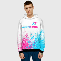 Мужская толстовка 3D Need for Speed neon gradient style: символ сверху - фото 2