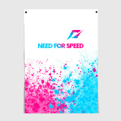 Постер Need for Speed neon gradient style: символ сверху