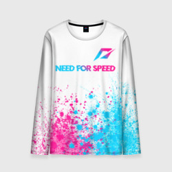 Мужской лонгслив 3D Need for Speed neon gradient style: символ сверху