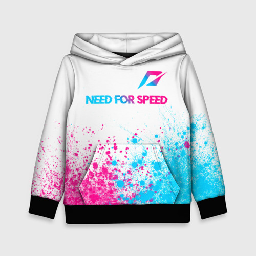 Детская толстовка 3D Need for Speed neon gradient style: символ сверху, цвет черный