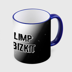 Кружка с полной запечаткой Limp Bizkit glitch на светлом фоне: надпись и символ