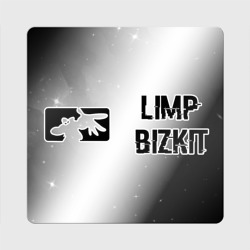 Магнит виниловый Квадрат Limp Bizkit glitch на светлом фоне: надпись и символ