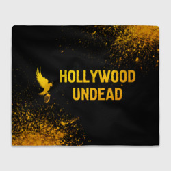 Плед 3D Hollywood Undead - gold gradient: надпись и символ