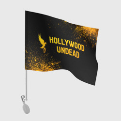 Флаг для автомобиля Hollywood Undead - gold gradient: надпись и символ