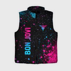 Женский жилет утепленный 3D Bon Jovi - neon gradient: надпись, символ