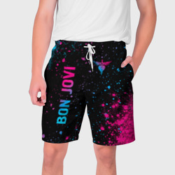 Мужские шорты 3D Bon Jovi - neon gradient: надпись, символ