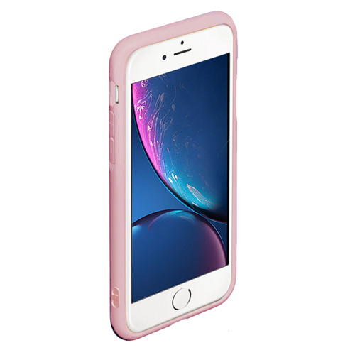 Чехол для iPhone 6/6S матовый с принтом Розово-голубой неновый полосатый узор, фото на моделе #1