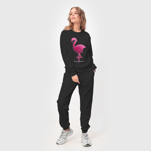Женский костюм хлопок Фламинго минималистичный, цвет черный - фото 3