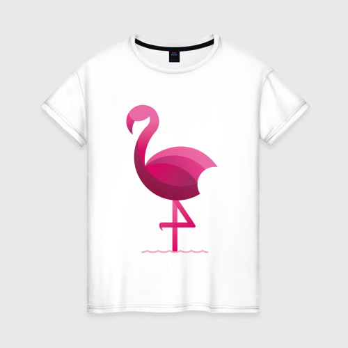 Женская футболка из хлопка с принтом Фламинго минималистичный, вид спереди №1