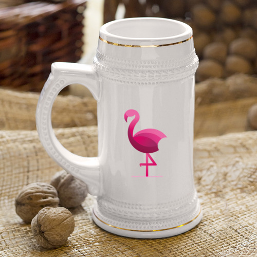Кружка пивная Фламинго минималистичный - фото 4