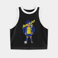 Женская укороченная майка-топ хлопок Криштиану Роналду 7 Аль Наср