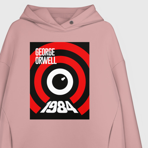 Женское худи Oversize хлопок George Orwell 1984, цвет пыльно-розовый - фото 3