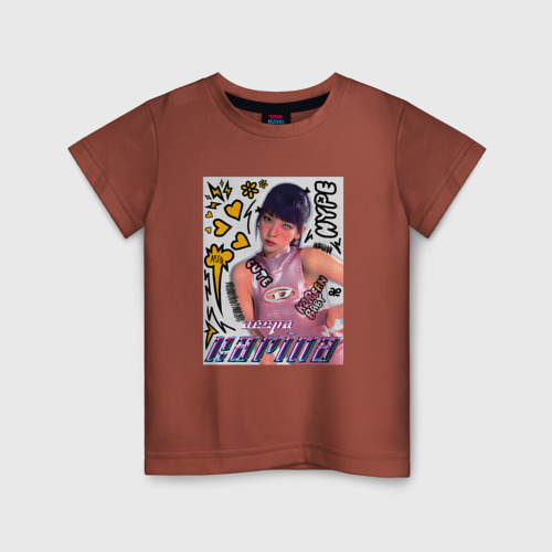Детская футболка хлопок с принтом Karina - Aespa, вид спереди #2