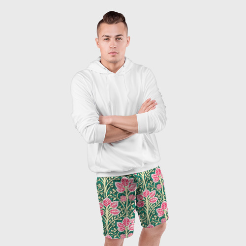 Мужские шорты спортивные Растительный орнамент в стиле модерн, цвет 3D печать - фото 5