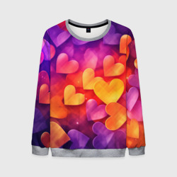 Мужской свитшот 3D Разноцветные сердечки