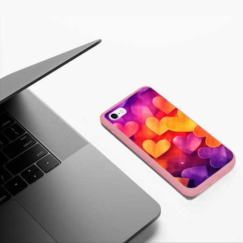 Чехол для iPhone 6/6S матовый с принтом Разноцветные   сердечки, фото #5