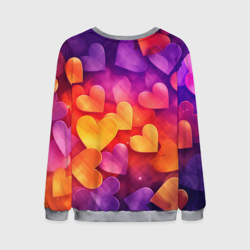 Мужской свитшот 3D Разноцветные сердечки, цвет меланж - фото 2