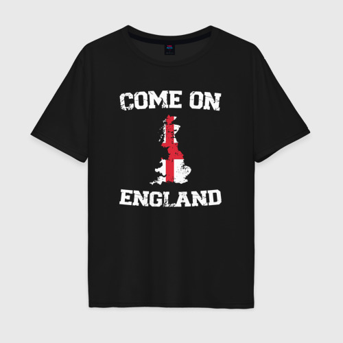 Мужская футболка хлопок Oversize Come on England, цвет черный