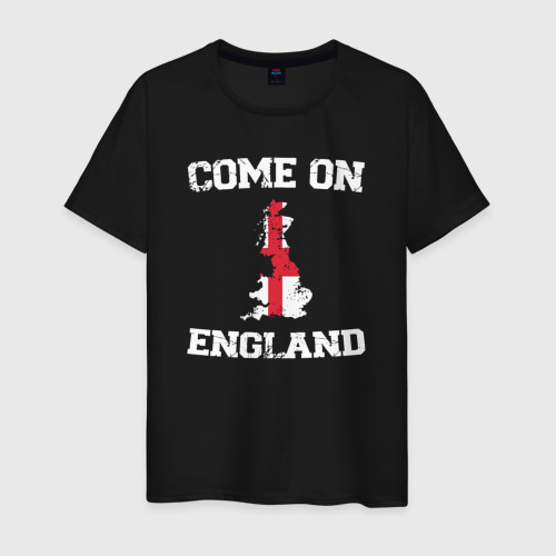 Мужская футболка хлопок с принтом Come on England, вид спереди #2