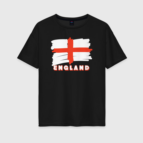 Женская футболка хлопок Oversize England trip, цвет черный
