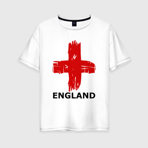 Женская футболка хлопок Oversize England flag, цвет белый