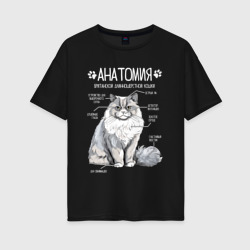 Женская футболка хлопок Oversize Анатомия британской длинношерстной кошки
