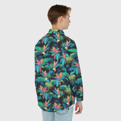 Рубашка с принтом Попугаи Макса Пэйна для любого человека, вид сзади №2. Цвет основы: белый