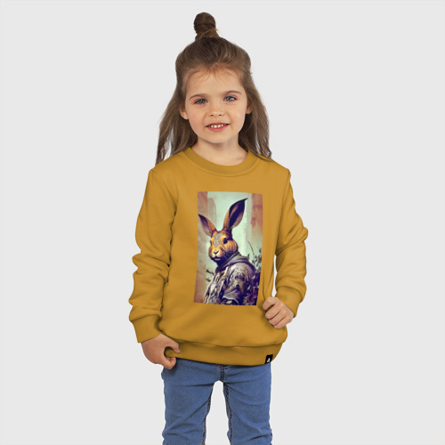 Детский свитшот хлопок с принтом Модный зайчара - нейросеть, фото на моделе #1