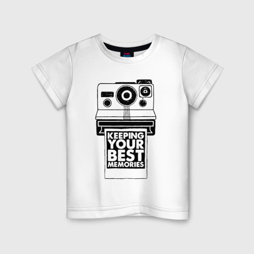 Детская футболка хлопок с принтом Polaroid best memories, вид спереди #2