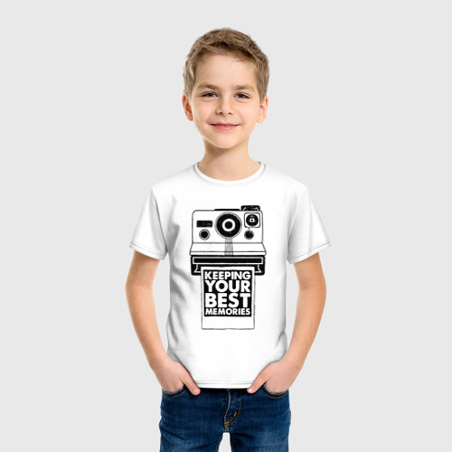 Детская футболка хлопок с принтом Polaroid best memories, фото на моделе #1
