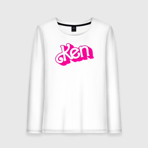 Женский лонгслив хлопок Логотип розовый Кен, цвет белый