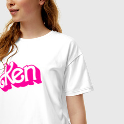 Женская футболка хлопок Oversize Логотип розовый Кен - фото 2