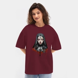 Женская футболка Oversize хлопок texturе Evil Nun - фото 2
