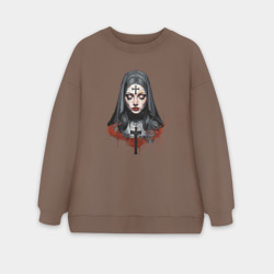Женский свитшот oversize без начеса хлопок Evil Nun