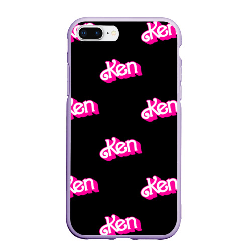 Чехол для iPhone 7Plus/8 Plus матовый Логотип Кен - патерн, цвет светло-сиреневый