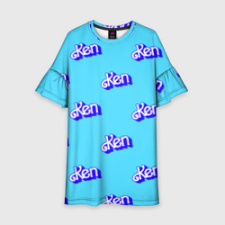 Детское платье 3D Синий логотип Кен - паттерн