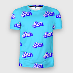 Мужская футболка 3D Slim Синий логотип Кен - паттерн