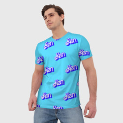 Мужская футболка 3D Синий логотип Кен - паттерн - фото 2