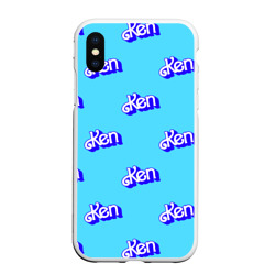 Чехол для iPhone XS Max матовый Синий логотип Кен - паттерн