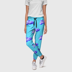 Женские брюки 3D Синий логотип Кен - паттерн - фото 2