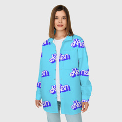 Женская рубашка oversize 3D Синий логотип Кен - паттерн - фото 2