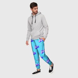 Мужские брюки 3D Синий логотип Кен - паттерн - фото 2