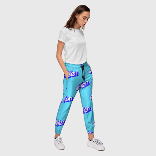 Женские брюки 3D Синий логотип Кен - паттерн, цвет 3D печать - фото 5