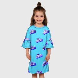Детское платье 3D Синий логотип Кен - паттерн - фото 2