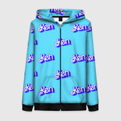 Женская толстовка 3D на молнии Синий логотип Кен - паттерн